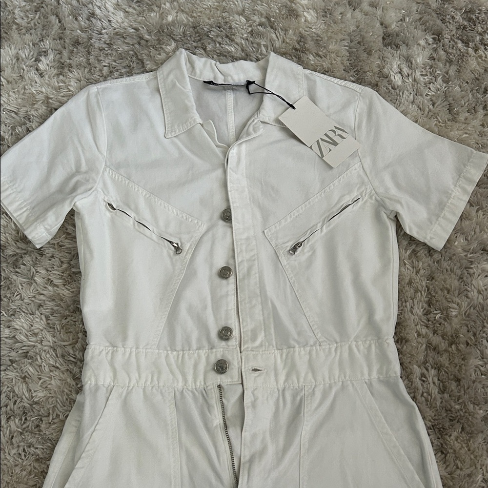 Zara White Button-Up Romper - Picture 3 of 7